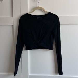 Shein Black Crop Sweater Long Sleeve Top size M